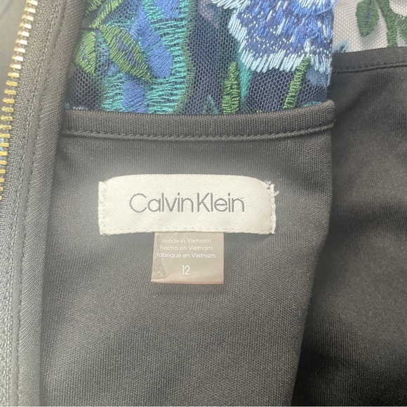 Women's Calvin Klein Floral Embroidered Floral Foliage Dress 12 Wedding Event - Picture 10 of 16